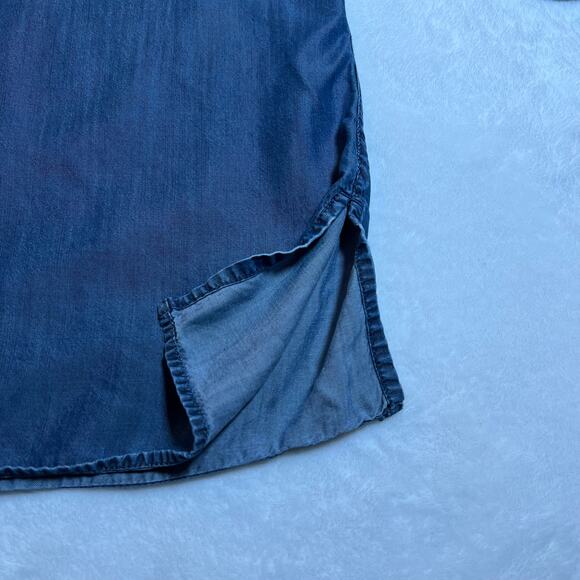 Lands' End Split Neck Lyocell Chambray Tunic Shirt Size 8 Lightweight Coastal - Picture 6 of 9